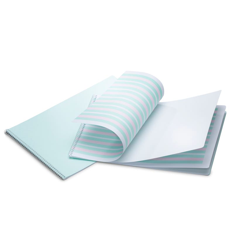 Skrivövningshäfte – A4 liggande format 9-9-9 mm, spiralbindning (1 sida linjerat, 1 sida blank) image
