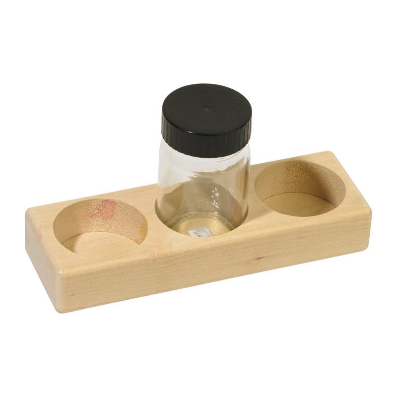 Trähållare för 3 glasburkar 100 ml, med lock image