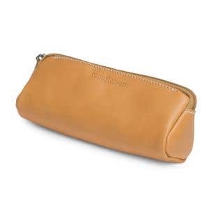 Pencil case triangular - natural leather